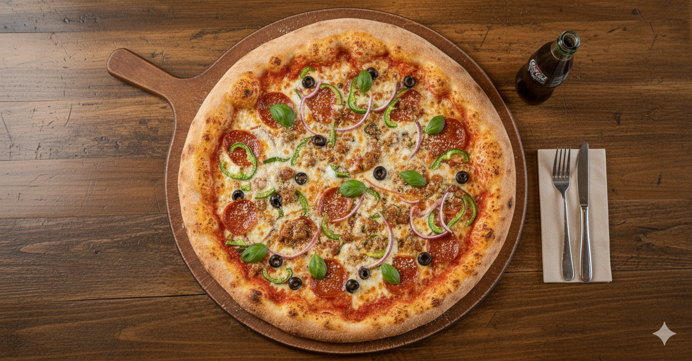 The 18-Inch Solo Feast Pizza with 2 drinks